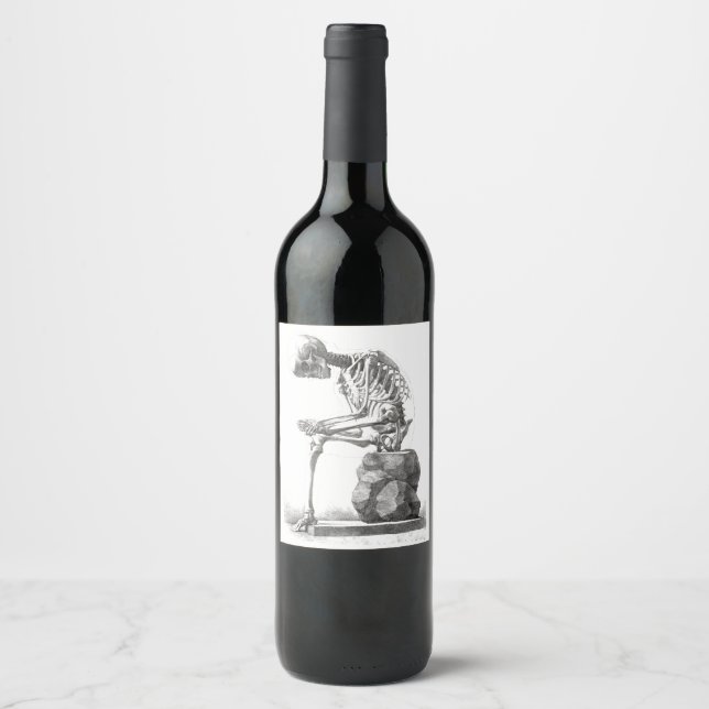 Antique Skeleton Anatomy: Gothic Halloween Medical Wine Label (Front)