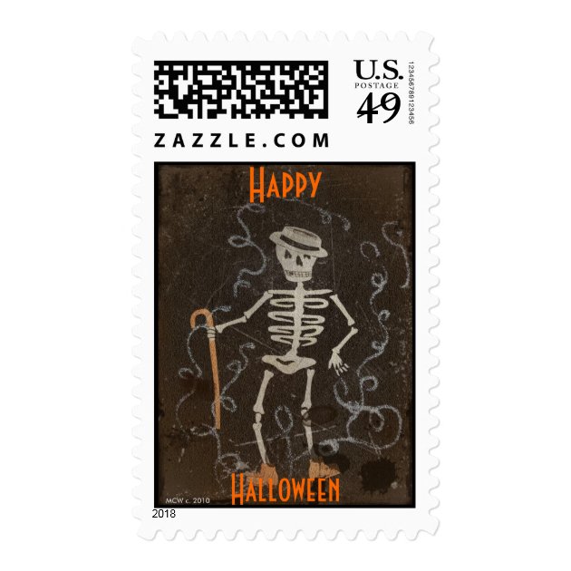 Antique Skeleton Halloween/Samhain Postage