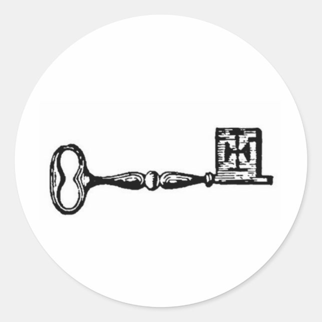 Antique skeleton key engraving classic round sticker (Front)