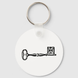 Antique skeleton key engraving keychain