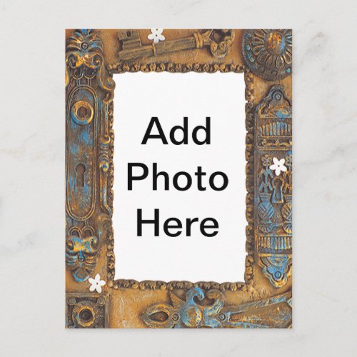 Antique Skeleton Key Frame Add Your Own Photo Postcard