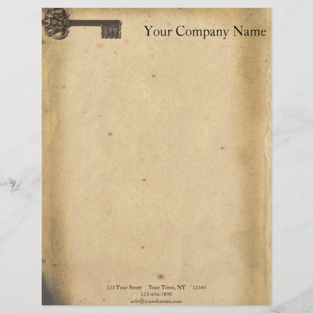 Antique Skeleton Key Letterhead (Front)