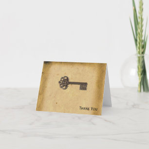 Antique Skeleton Key Letterpress Thank You Card