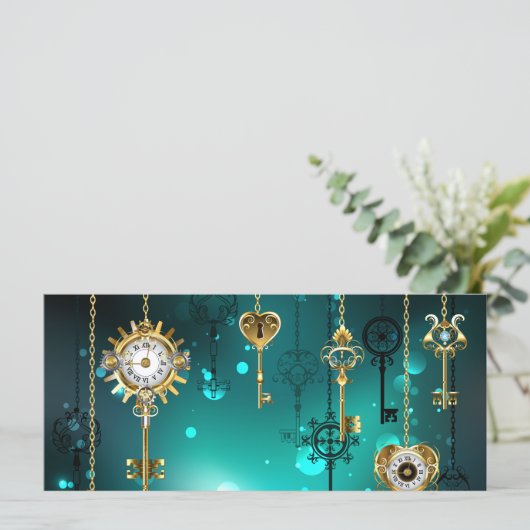 Antique Skeleton Keys on Green Background (Standing Front)