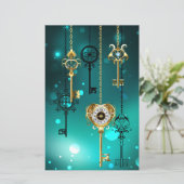 Antique Skeleton Keys on Green Background (Standing Front)
