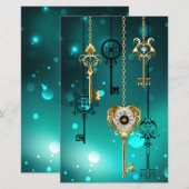 Antique Skeleton Keys on Green Background (Front/Back)