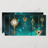 Antique Skeleton Keys on Green Background (Front/Back)