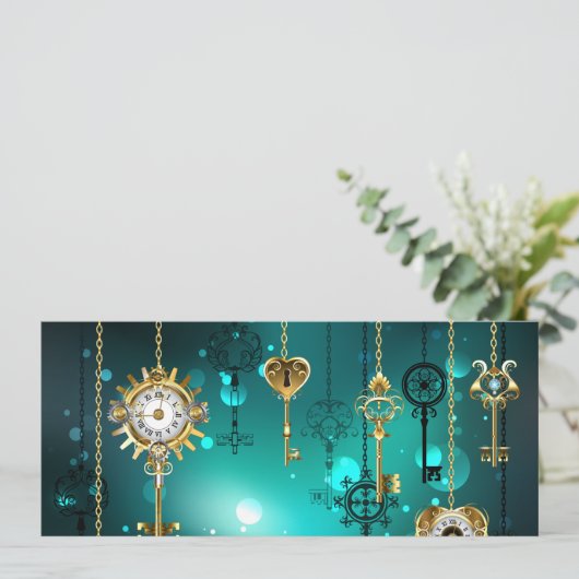 Antique Skeleton Keys on Green Background (Standing Front)