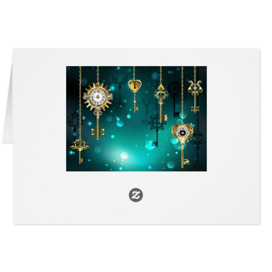 Antique Skeleton Keys on Green Background (Back Horizontal)