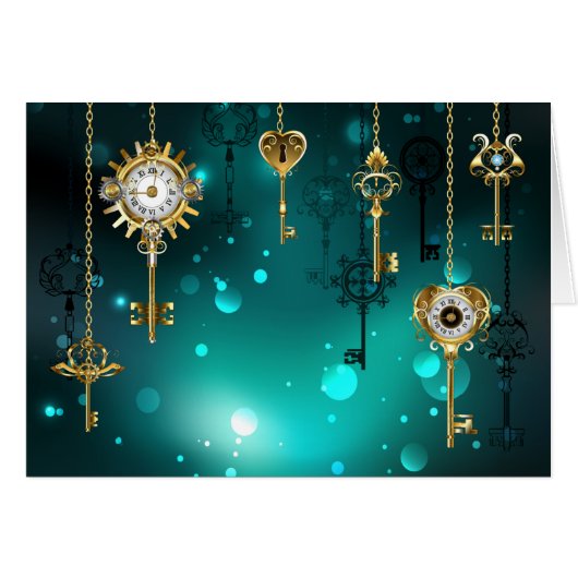 Antique Skeleton Keys on Green Background (Front Horizontal)