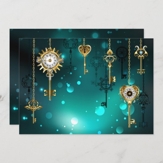 Antique Skeleton Keys on Green Background (Front/Back)