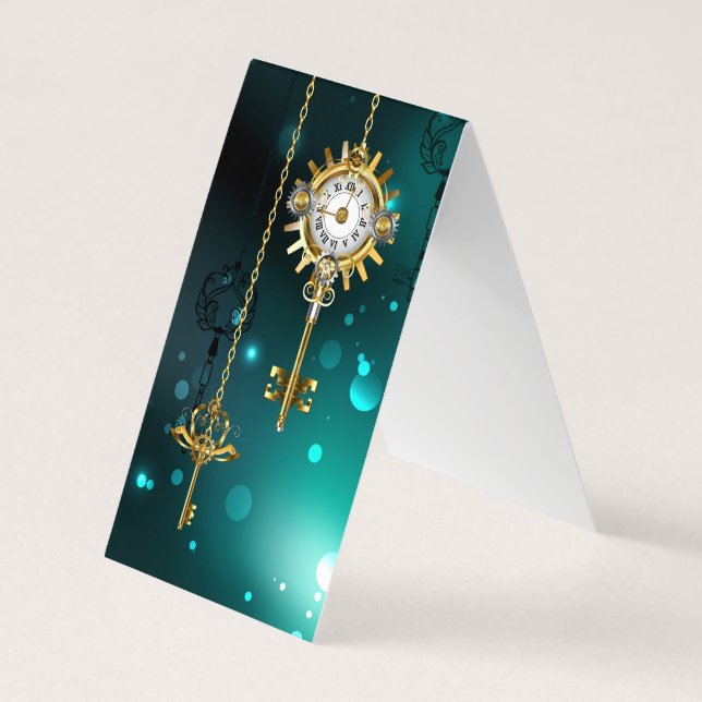 Antique Skeleton Keys on Green Background Business Card (Back)