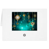 Antique Skeleton Keys on Green Background Cards (Back Horizontal)