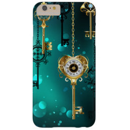 Antique Skeleton Keys on Green Background Barely There iPhone 6 Plus Case