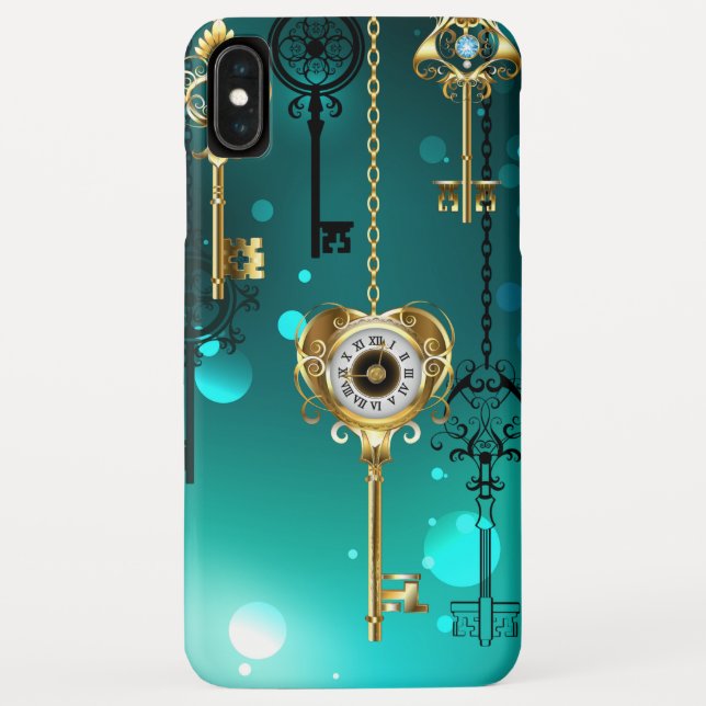 Antique Skeleton Keys on Green Background Case-Mate iPhone Case (Back)