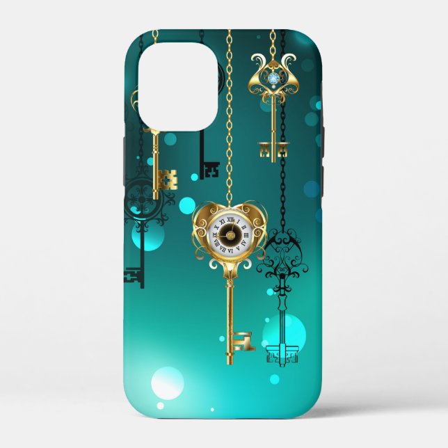 Antique Skeleton Keys on Green Background Case-Mate iPhone Case (Back)
