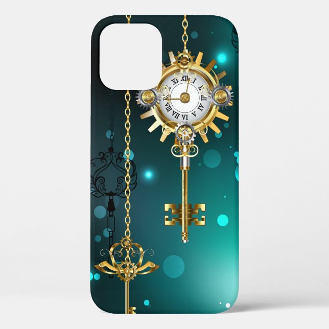 Antique Skeleton Keys on Green Background Case-Mate iPhone Case (Back)