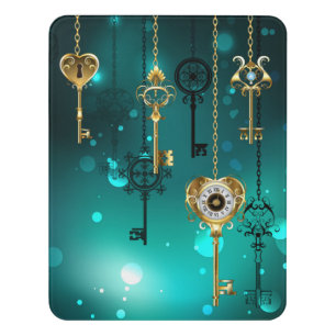 Antique Skeleton Keys on Green Background Door Sign