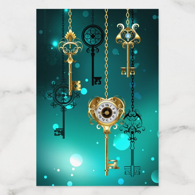 Antique Skeleton Keys on Green Background Envelope Liner (Design)