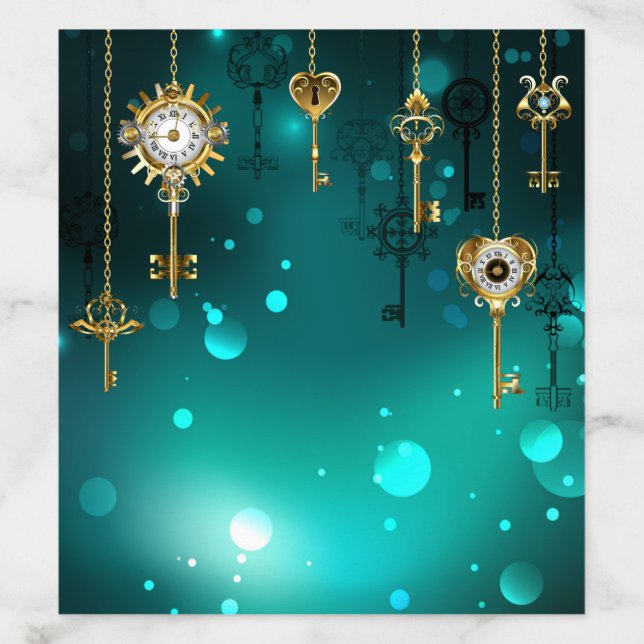 Antique Skeleton Keys on Green Background Envelope Liner (Design)