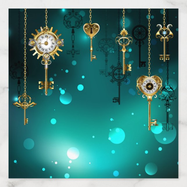 Antique Skeleton Keys on Green Background Envelope Liner (Design)