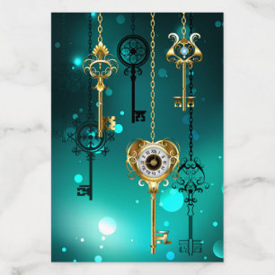 Antique Skeleton Keys on Green Background Envelope Liner