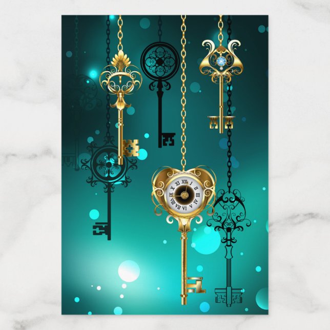 Antique Skeleton Keys on Green Background Envelope Liner (Design)