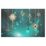 Antique Skeleton Keys on Green Background Fabric