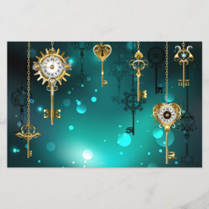 Antique Skeleton Keys on Green Background Flyer