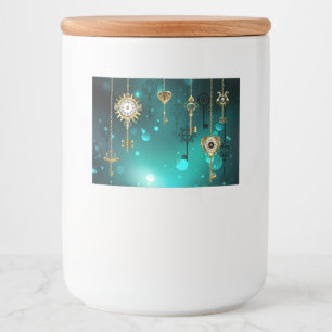 Antique Skeleton Keys on Green Background Food Label