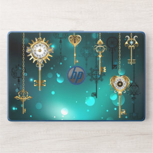 Antique Skeleton Keys on Green Background HP Laptop Skin