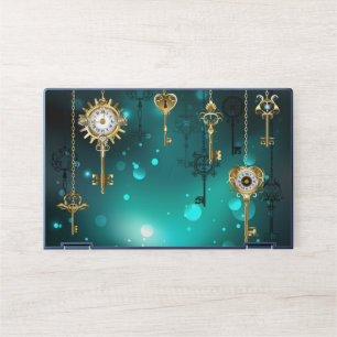 Antique Skeleton Keys on Green Background HP Laptop Skin