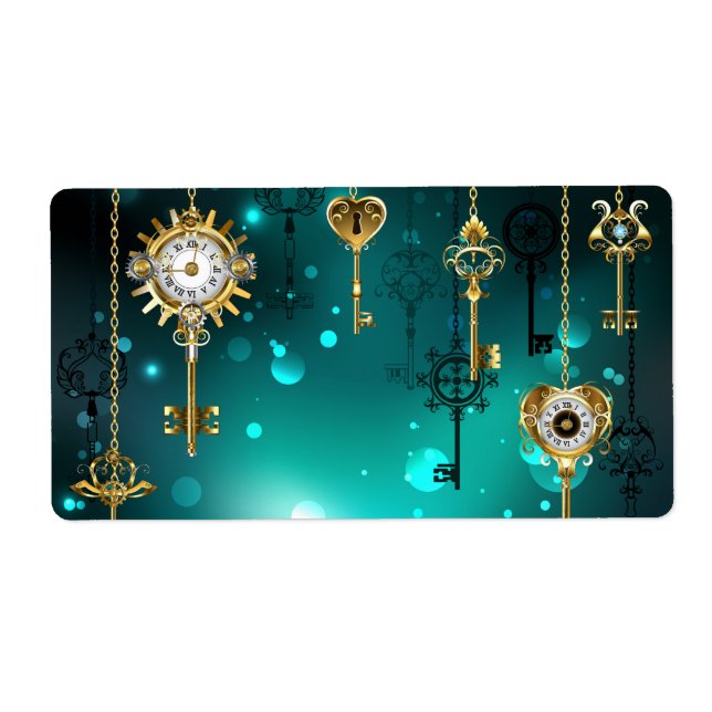 Antique Skeleton Keys on Green Background Label (Front)