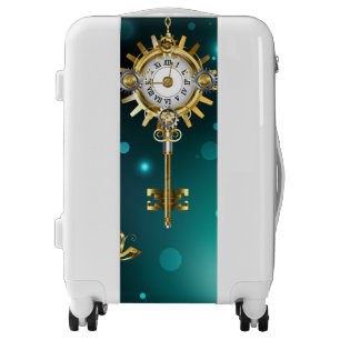 Antique Skeleton Keys on Green Background Luggage