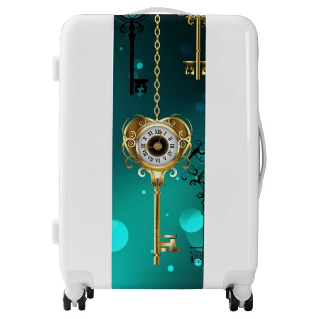 Antique Skeleton Keys on Green Background Luggage (Front)