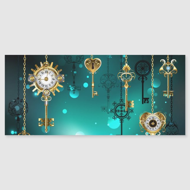 Antique Skeleton Keys on Green Background Magnetic Invitation (Front)