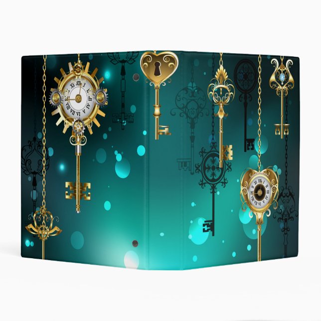 Antique Skeleton Keys on Green Background Mini Binder (Background)