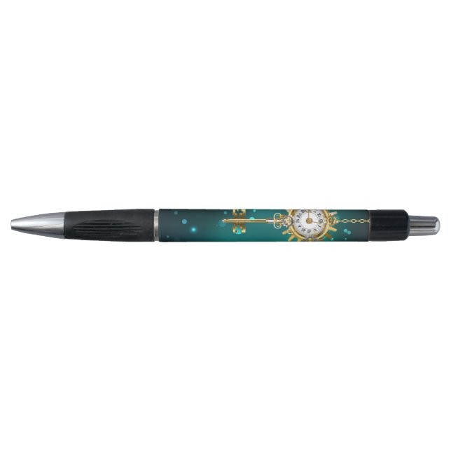 Antique Skeleton Keys on Green Background Pen (Front)
