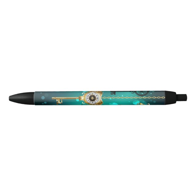 Antique Skeleton Keys on Green Background Pen (Front)