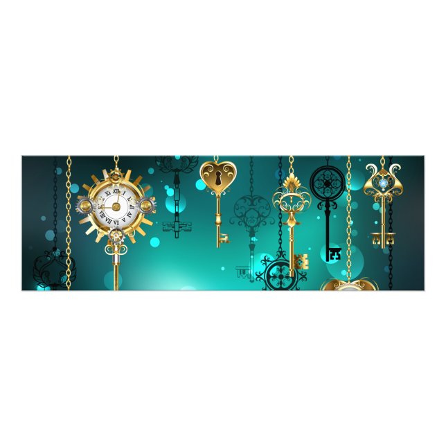 Antique Skeleton Keys on Green Background Photo Print (Front)