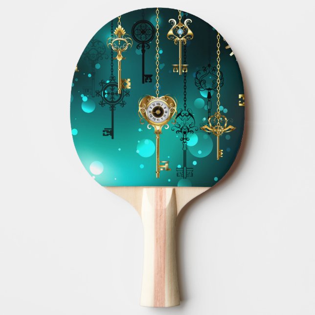 Antique Skeleton Keys on Green Background Ping Pong Paddle (Front)