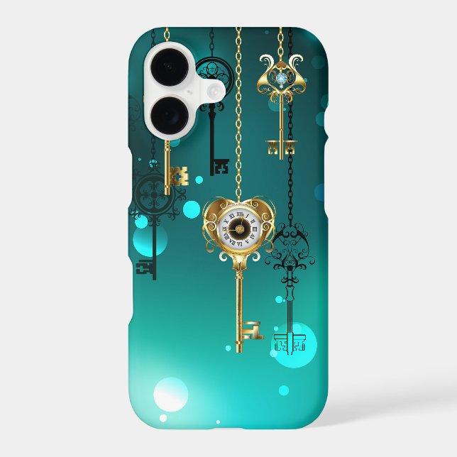 Antique Skeleton Keys on Green Background Samsung Galaxy Case (Back)