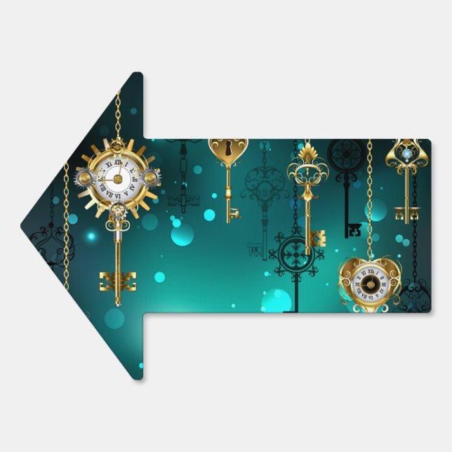 Antique Skeleton Keys on Green Background Sign (Front)