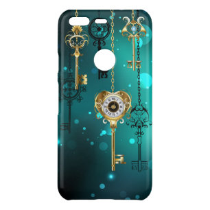 Antique Skeleton Keys on Green Background Uncommon Google Pixel Case