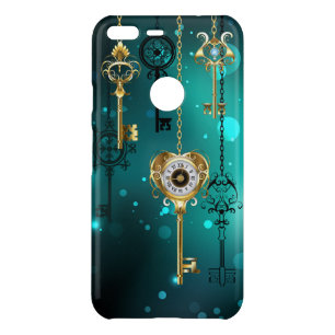 Antique Skeleton Keys on Green Background Uncommon Google Pixel XL Case