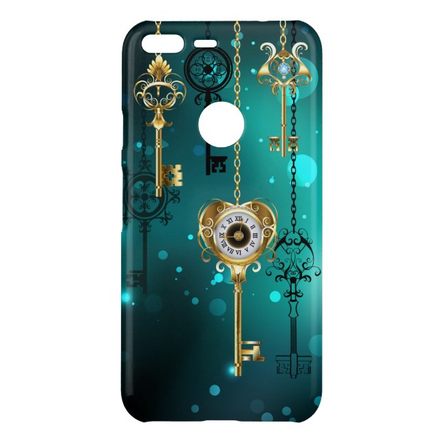 Antique Skeleton Keys on Green Background Uncommon Google Pixel XL Case (Back)
