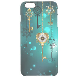 Antique Skeleton Keys on Green Background Clear iPhone 6 Plus Case