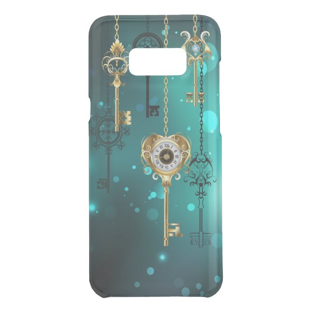 Antique Skeleton Keys on Green Background Uncommon Samsung Galaxy Case (Back)