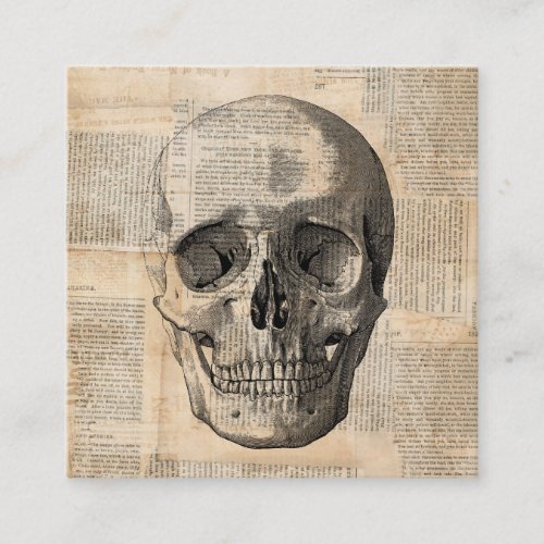 Antique Skull Illustration Vintage Art News Print Enclosure Card