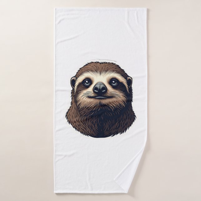 Antique Sloth Illustration Vintage Tee (2) Bath Towel (Bath Towel)